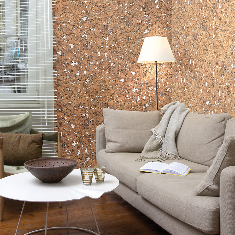 Пробковая стеновая панель Corkstyle Wall Design Monte White 600×300×3 фото в интерьере